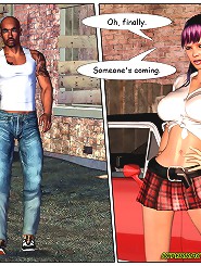 Interracial Comics. Jessica Blackwell have a car trouble in the black district