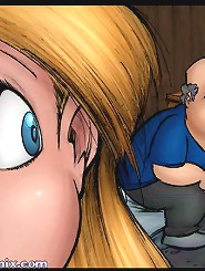 JKR comix. Nude cartoon girl wants to leave Barry's room