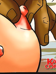 Handsome african american man enjoys feeling small delicious whity slit screwed on his cock in interracial comic!